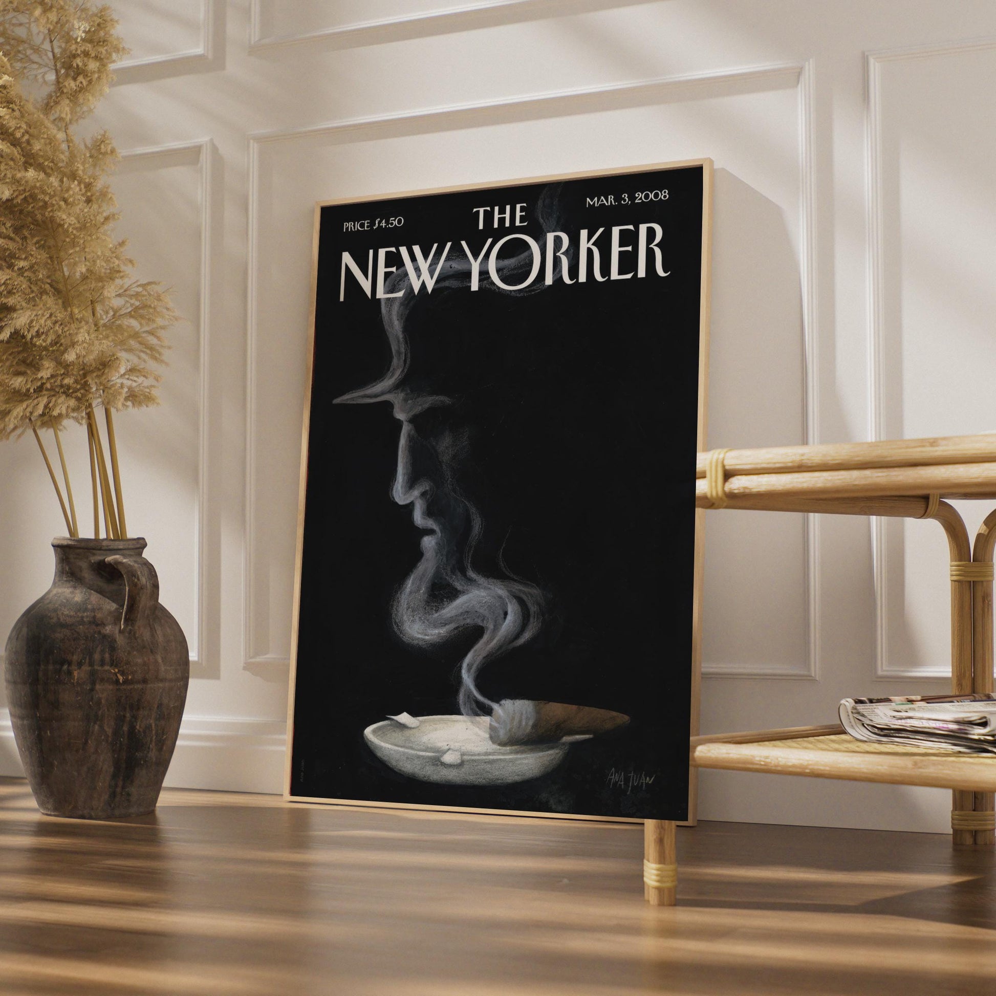 The New Yorker Cover Poster, Smoke Face Art Print, Ana Juan 2008, Black Wall Art wall art print