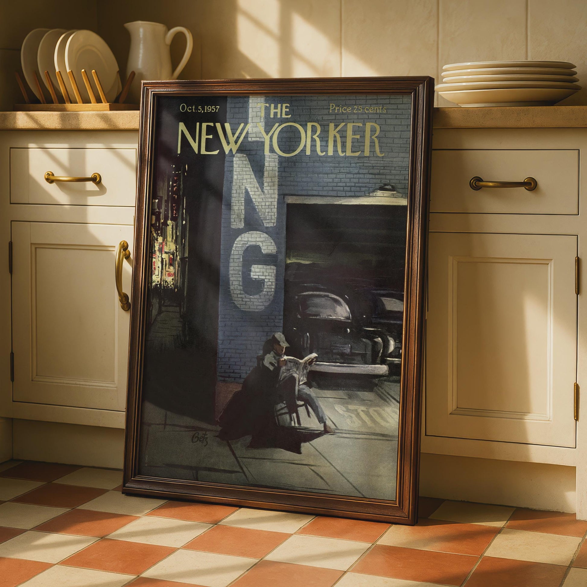 The New Yorker 1957 Poster, Vintage NYC Street Scene Art, Retro Magazine Cover Print wall art print