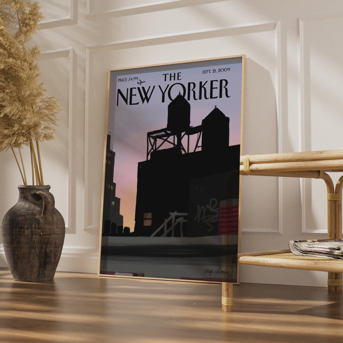 The New Yorker Poster, NYC Skyline Water Tower Sunset, New York City Wall Art wall art print