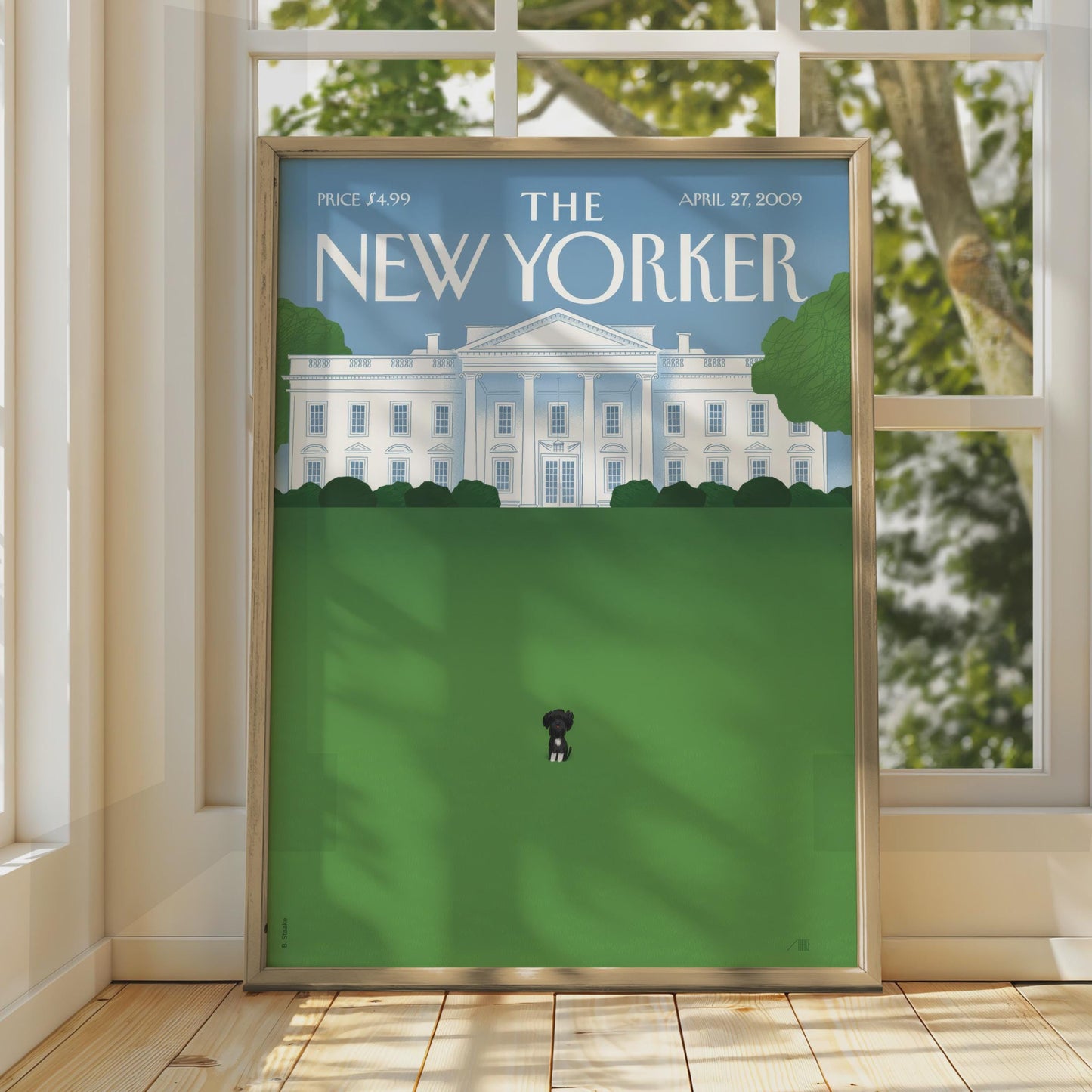 The New Yorker Cover Poster, White House Black Dog Art Print, Iconic Magazine Wall Art wall art print