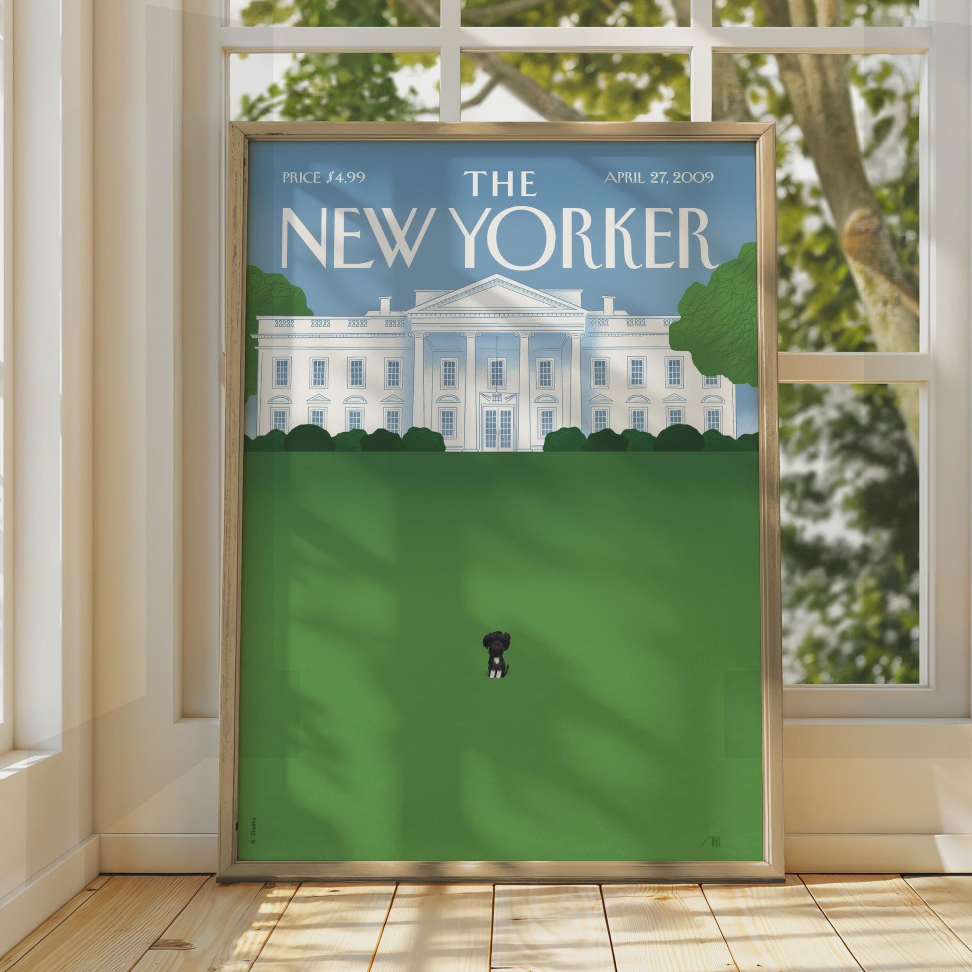 The New Yorker Cover Poster, White House Black Dog Art Print, Iconic Magazine Wall Art wall art print