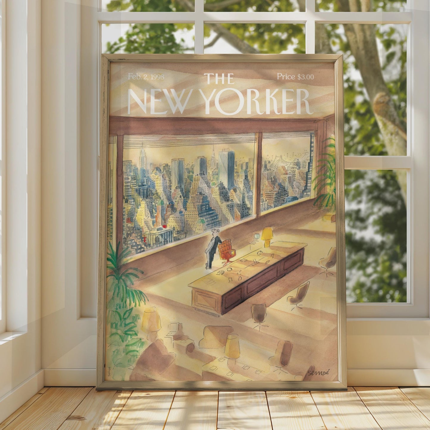 The New Yorker 1998 Cover Poster, NYC Skyline Office Art, Sempe Wall Art Print wall art print