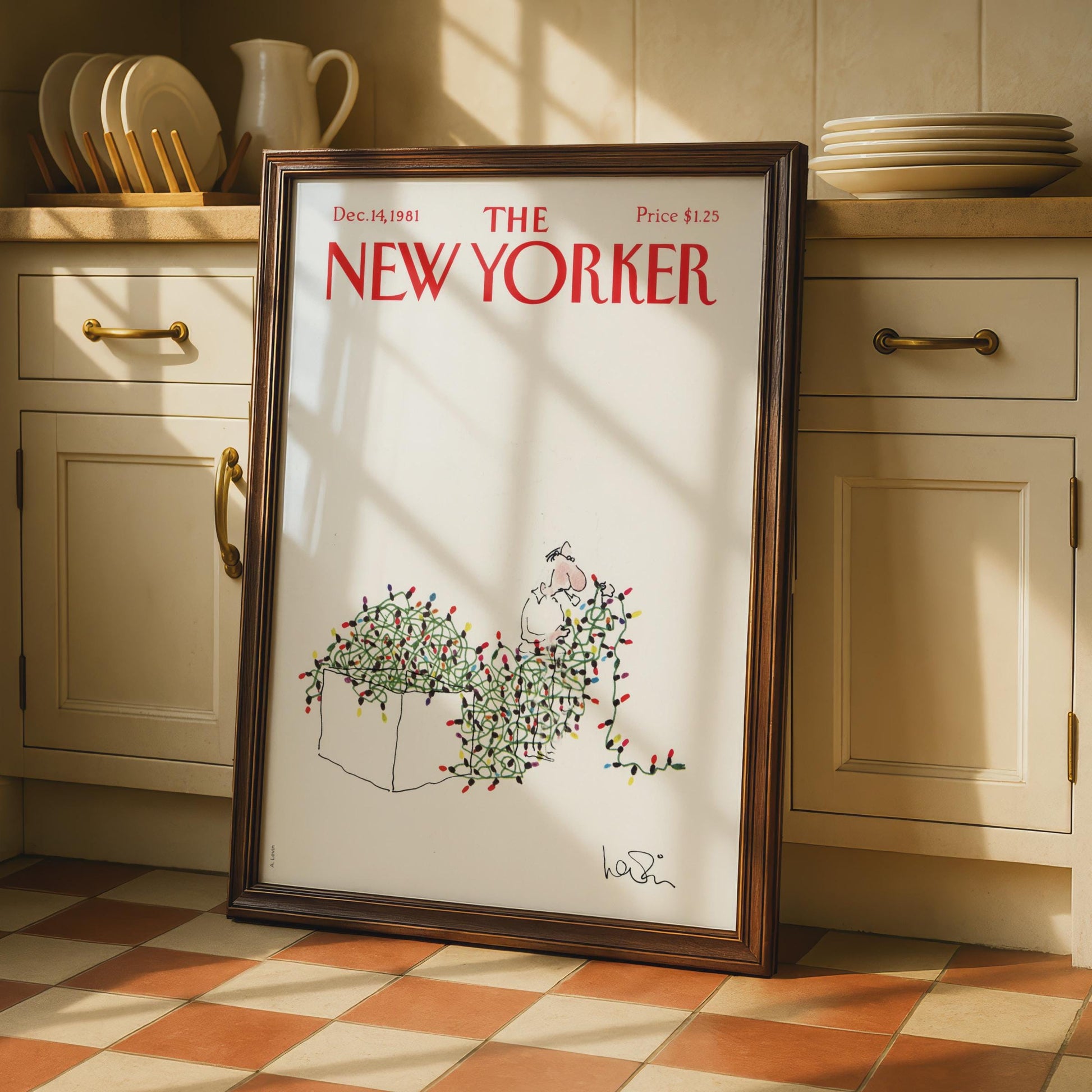 The New Yorker Christmas Lights Poster, Vintage 1981 Cover Art, Funny Holiday Wall Art wall art print