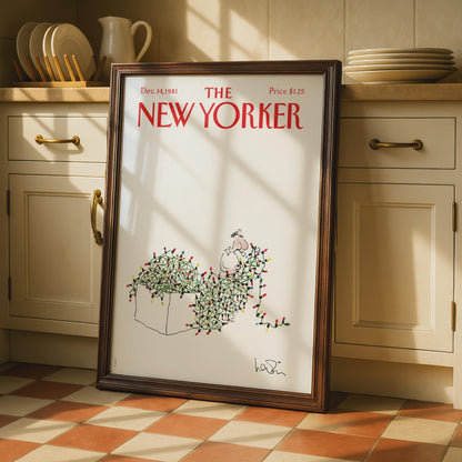 The New Yorker Christmas Lights Poster, Vintage 1981 Cover Art, Funny Holiday Wall Art wall art print