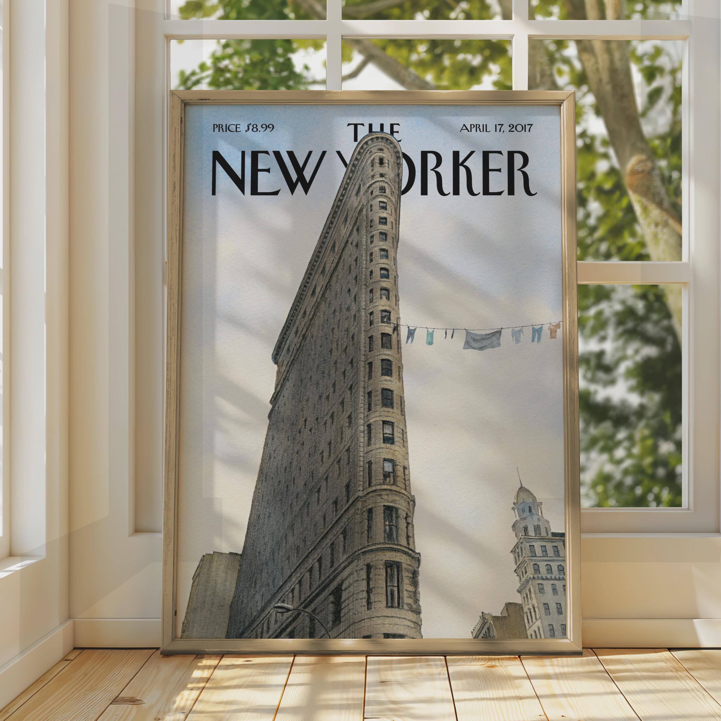 New Yorker Poster Flatiron Building NYC, New York City Wall Art Print, Manhattan wall art print