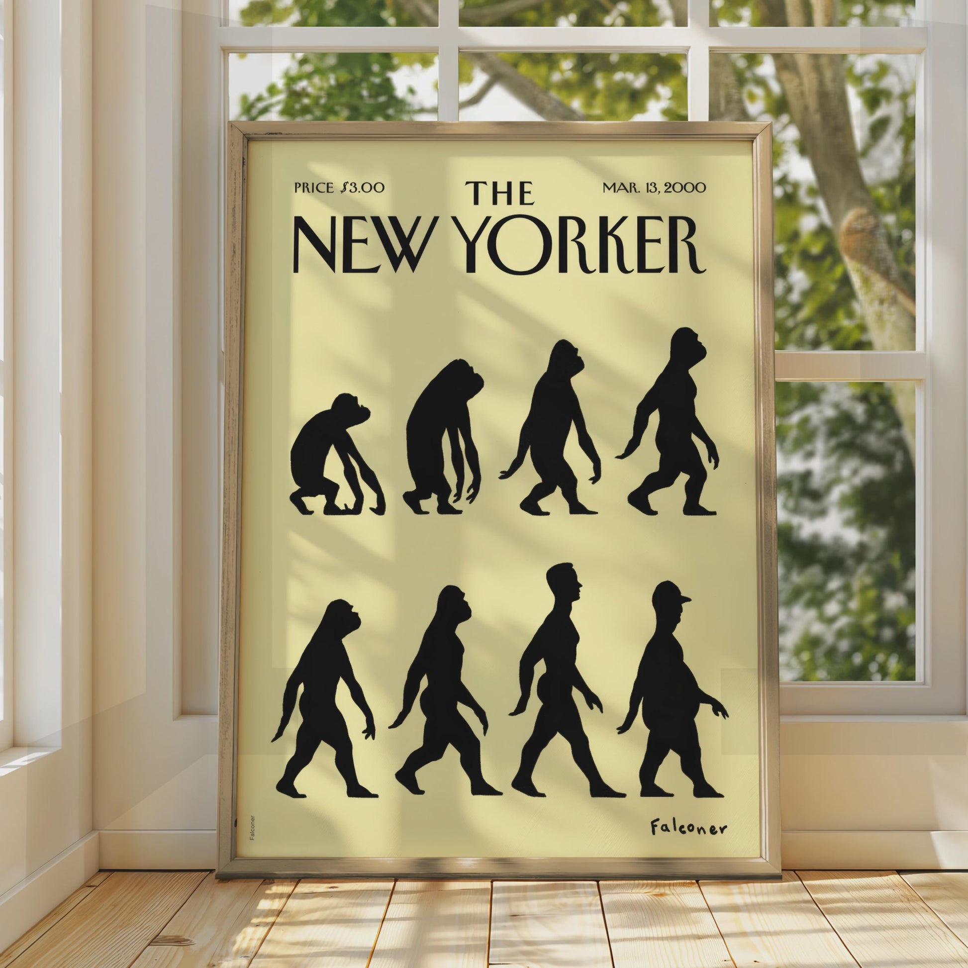 The New Yorker Evolution Poster, Falconer Cover Art, March 2000, Wall Art Print wall art print