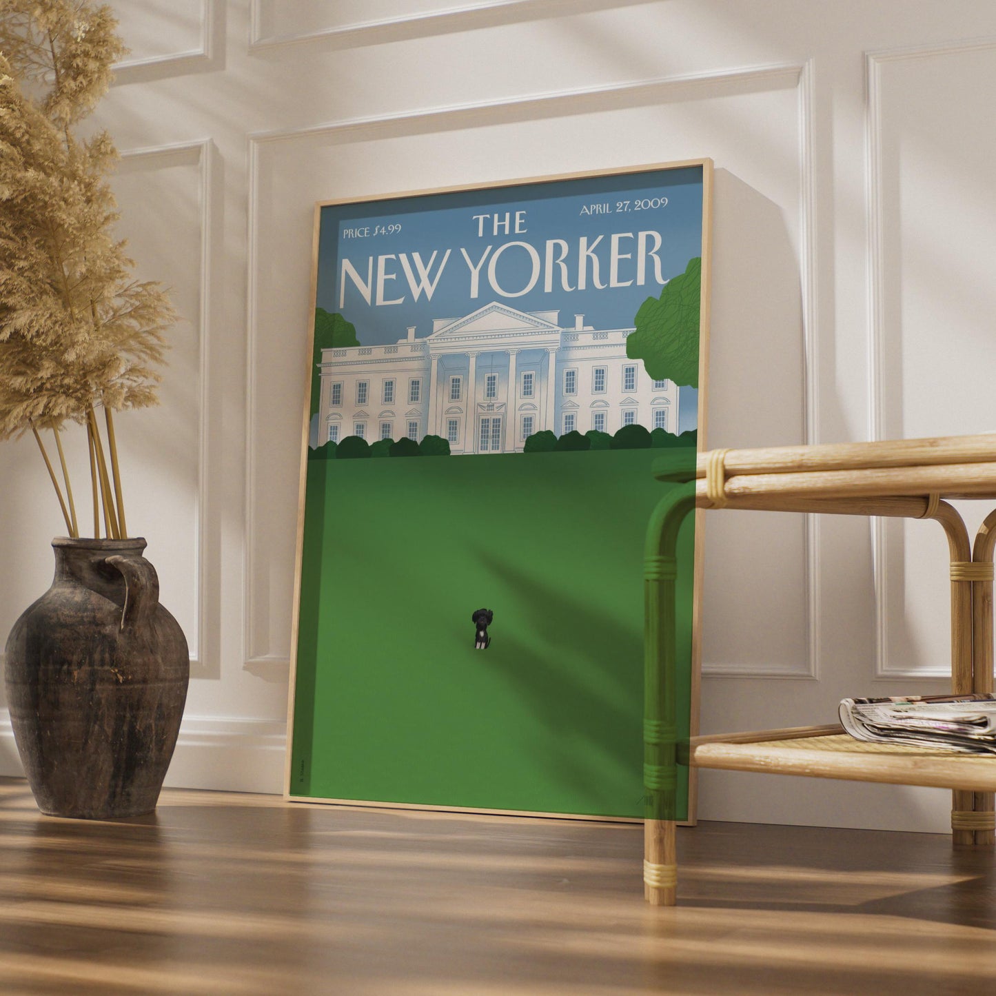 The New Yorker Cover Poster, White House Black Dog Art Print, Iconic Magazine Wall Art wall art print