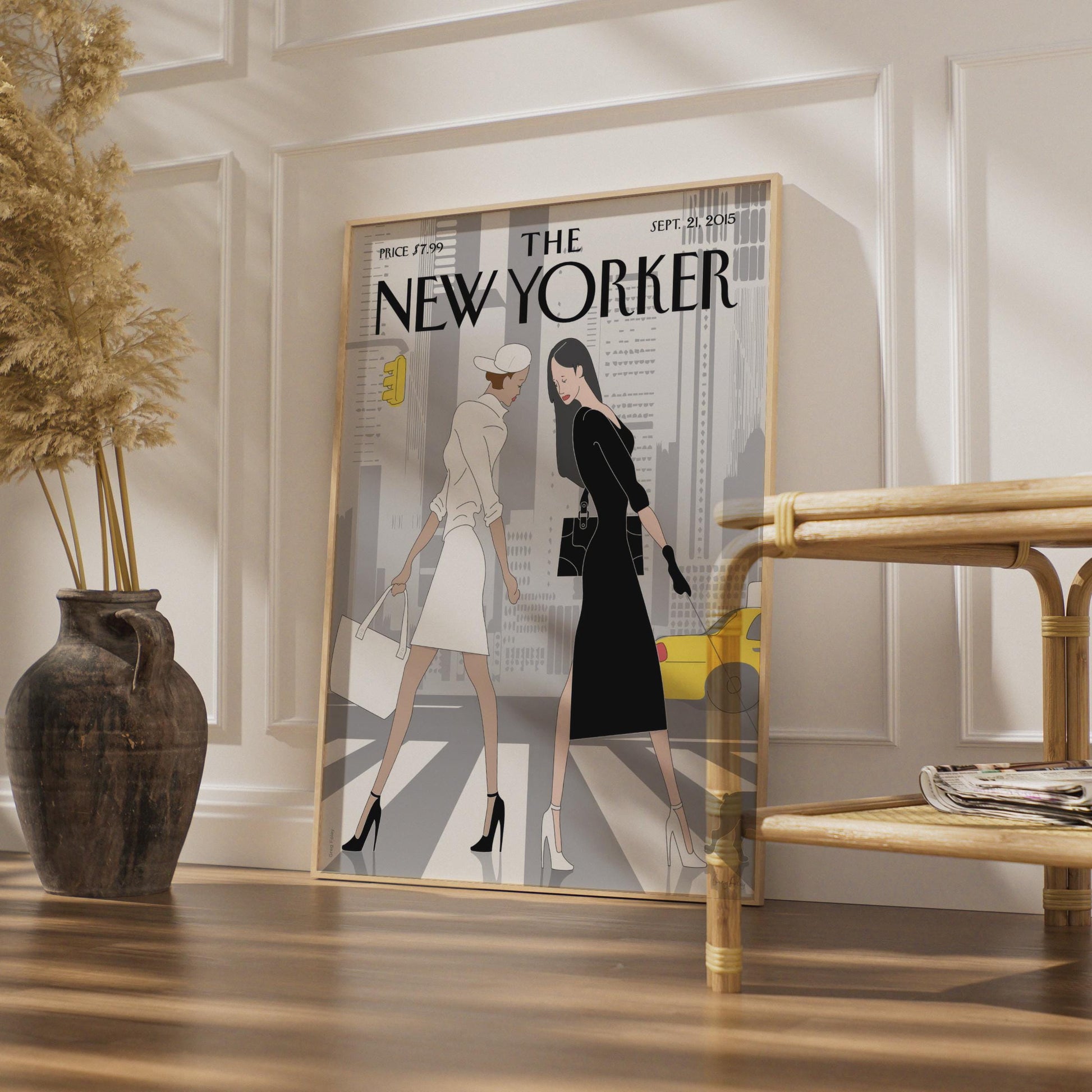 The New Yorker Fashion Poster, NYC Street Style Wall Art, Black White Print wall art print