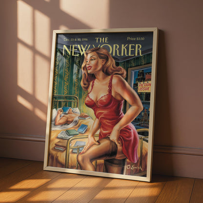 The New Yorker 1996 Fiction Issue Cover Poster, Vintage Pin-Up Art Print, Wall Art wall art print