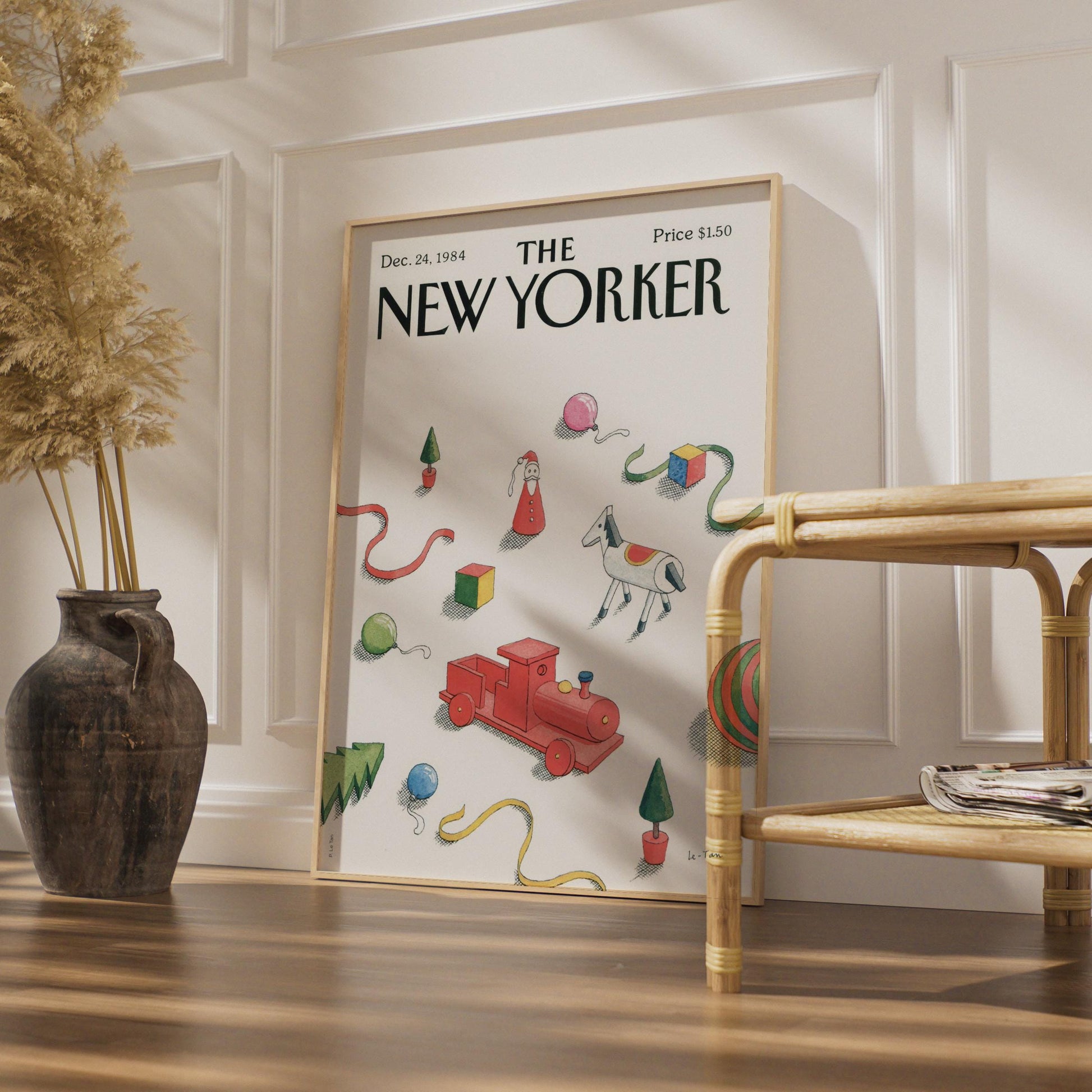 New Yorker Christmas Poster, Vintage 1984 Holiday Toys Cover Art, Retro Festive Wall Art wall art print