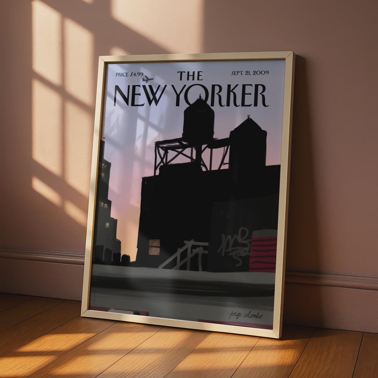 The New Yorker Poster, NYC Skyline Water Tower Sunset, New York City Wall Art wall art print