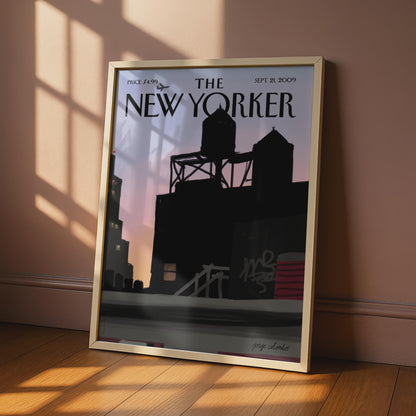 The New Yorker Poster, NYC Skyline Water Tower Sunset, New York City Wall Art wall art print