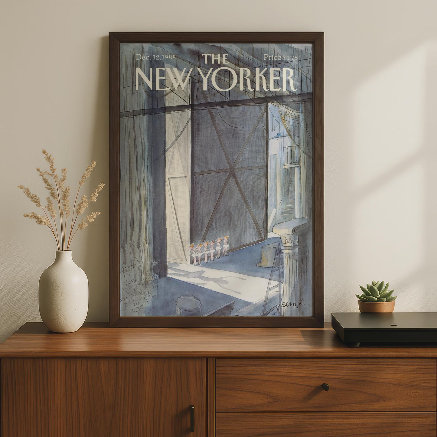 New Yorker Cover Poster, Ballet Dancers Art Print, Sempe 1988, Theatre Wall Art wall art print