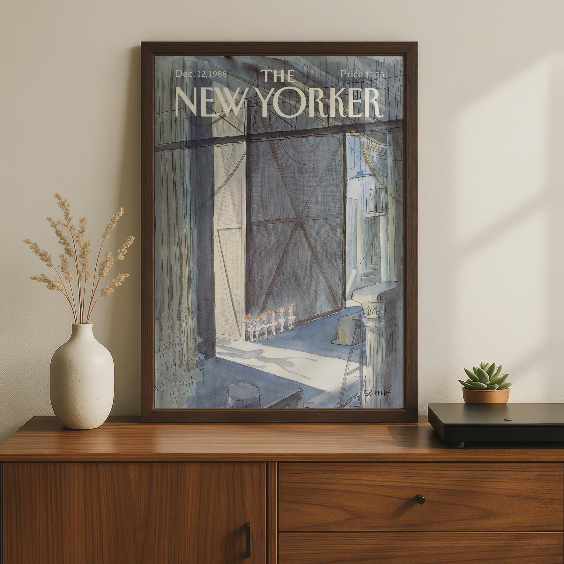 New Yorker Cover Poster, Ballet Dancers Art Print, Sempe 1988, Theatre Wall Art wall art print