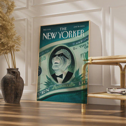 The New Yorker Cover Poster June 2004, Ray Charles Dollar Bill Art Print wall art print