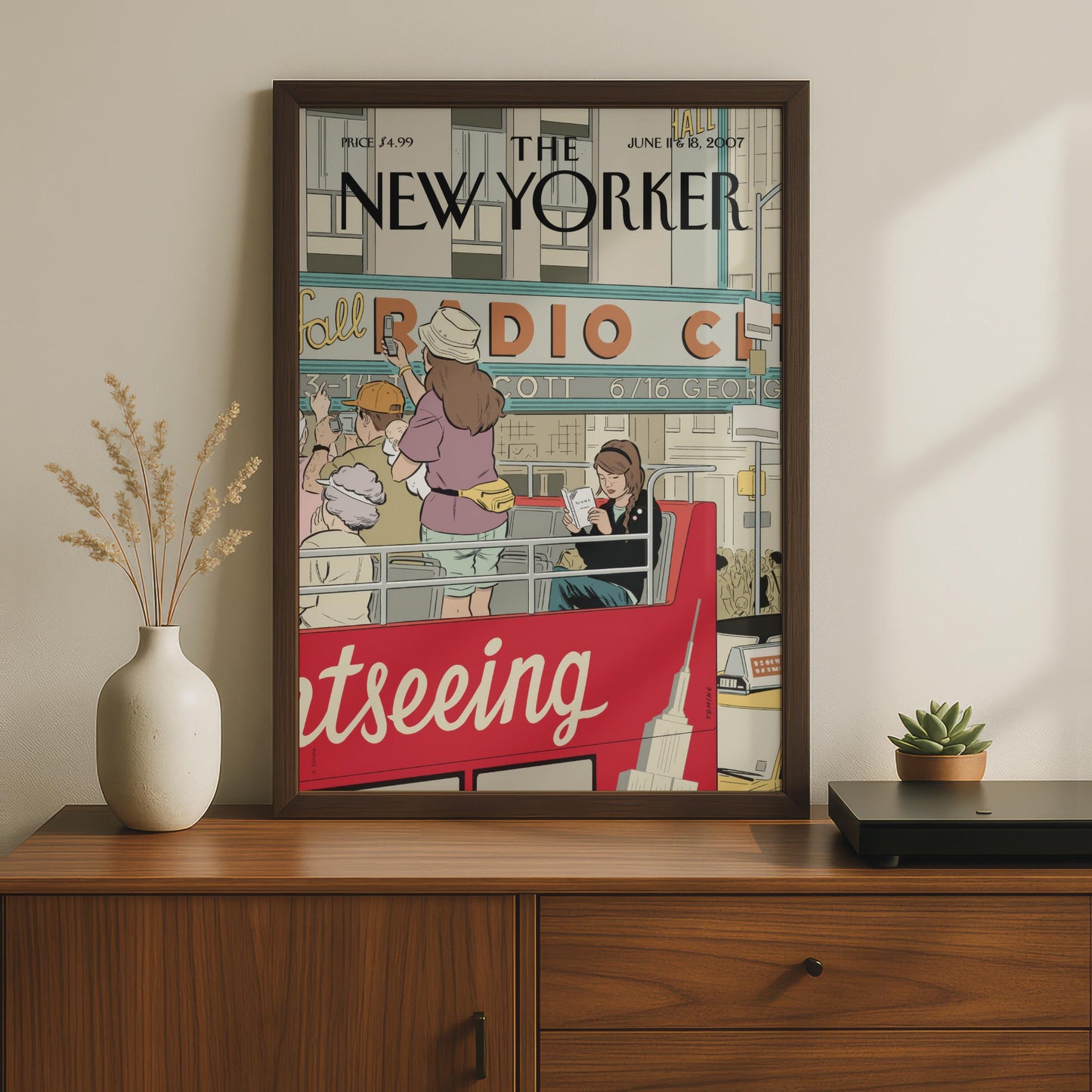 The New Yorker Poster, Radio City NYC Cover Art, Sightseeing Bus Wall Art Print wall art print