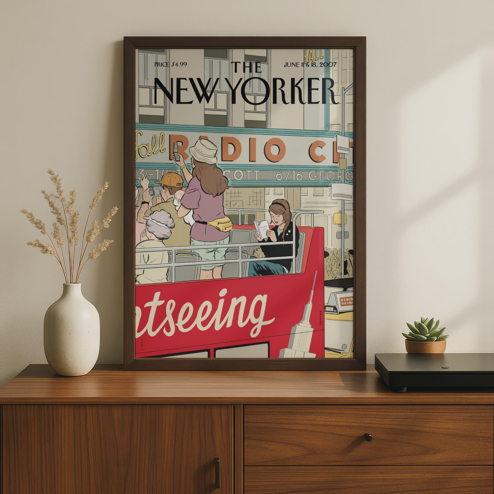 The New Yorker Poster, Radio City NYC Cover Art, Sightseeing Bus Wall Art Print wall art print