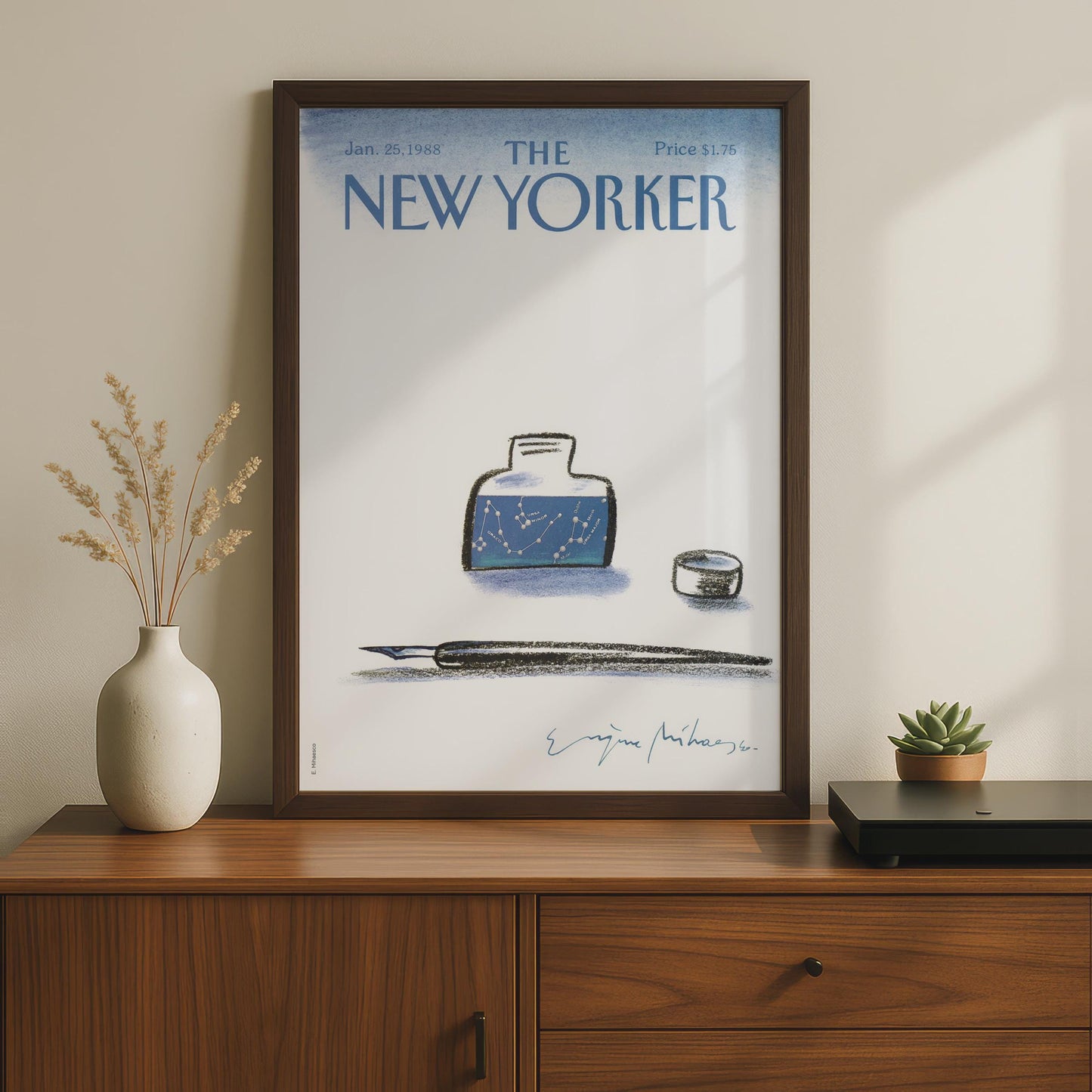 The New Yorker 1988 Poster, Ink Bottle Constellation Art, Vintage Magazine Cover Print wall art print