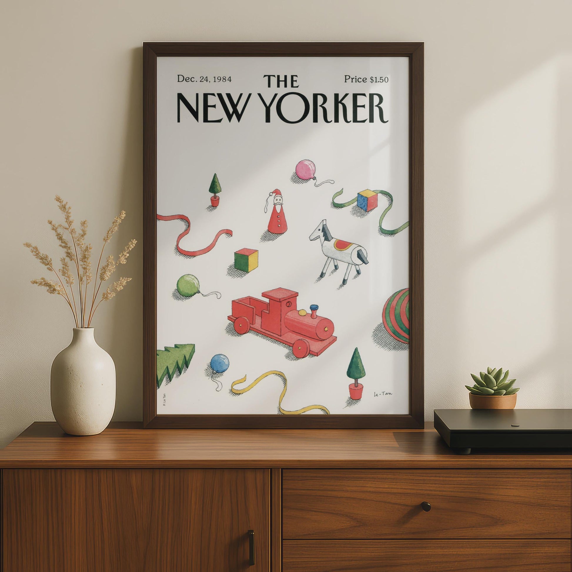 New Yorker Christmas Poster, Vintage 1984 Holiday Toys Cover Art, Retro Festive Wall Art wall art print