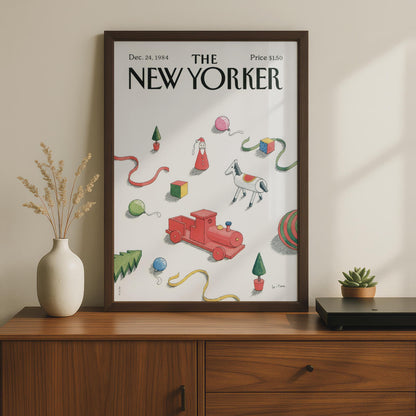 New Yorker Christmas Poster, Vintage 1984 Holiday Toys Cover Art, Retro Festive Wall Art wall art print