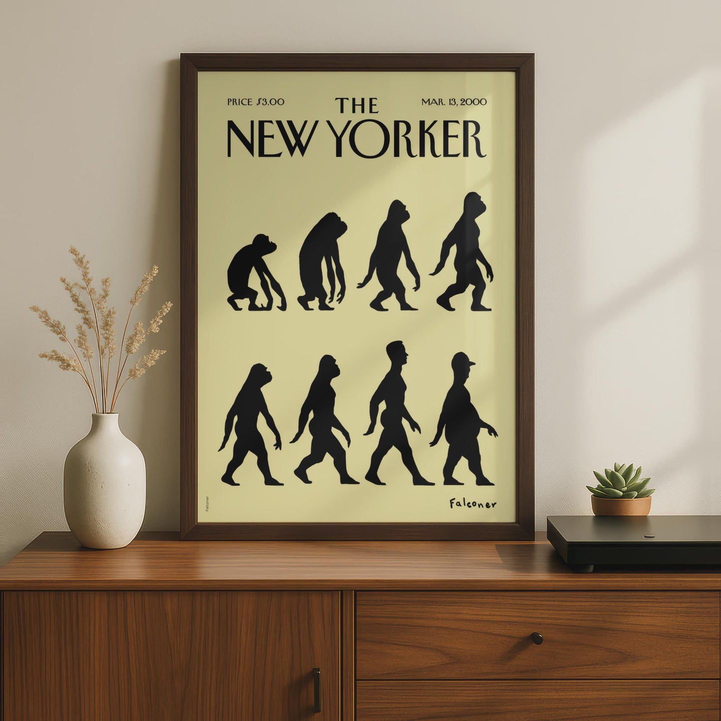 The New Yorker Evolution Poster, Falconer Cover Art, March 2000, Wall Art Print wall art print