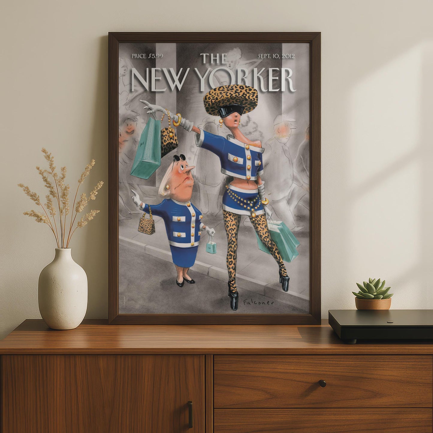 The New Yorker Cover Art Poster, Fashion Shopping Illustration, Falconer Wall Art Print wall art print
