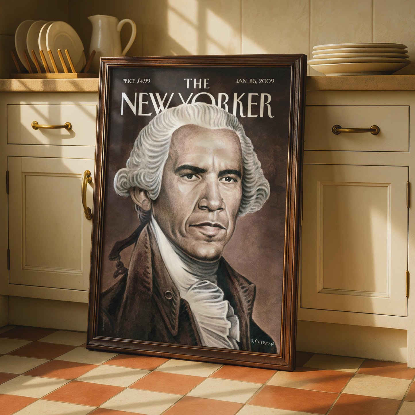 The New Yorker Cover Poster Jan 2009, Founding Father Portrait, Wall Art Print wall art print