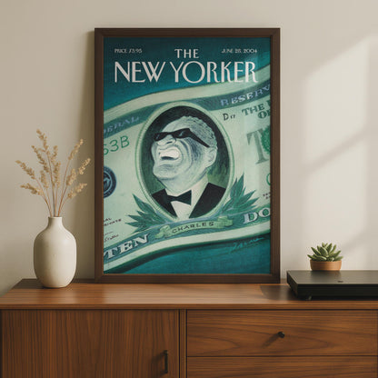 The New Yorker Cover Poster June 2004, Ray Charles Dollar Bill Art Print wall art print