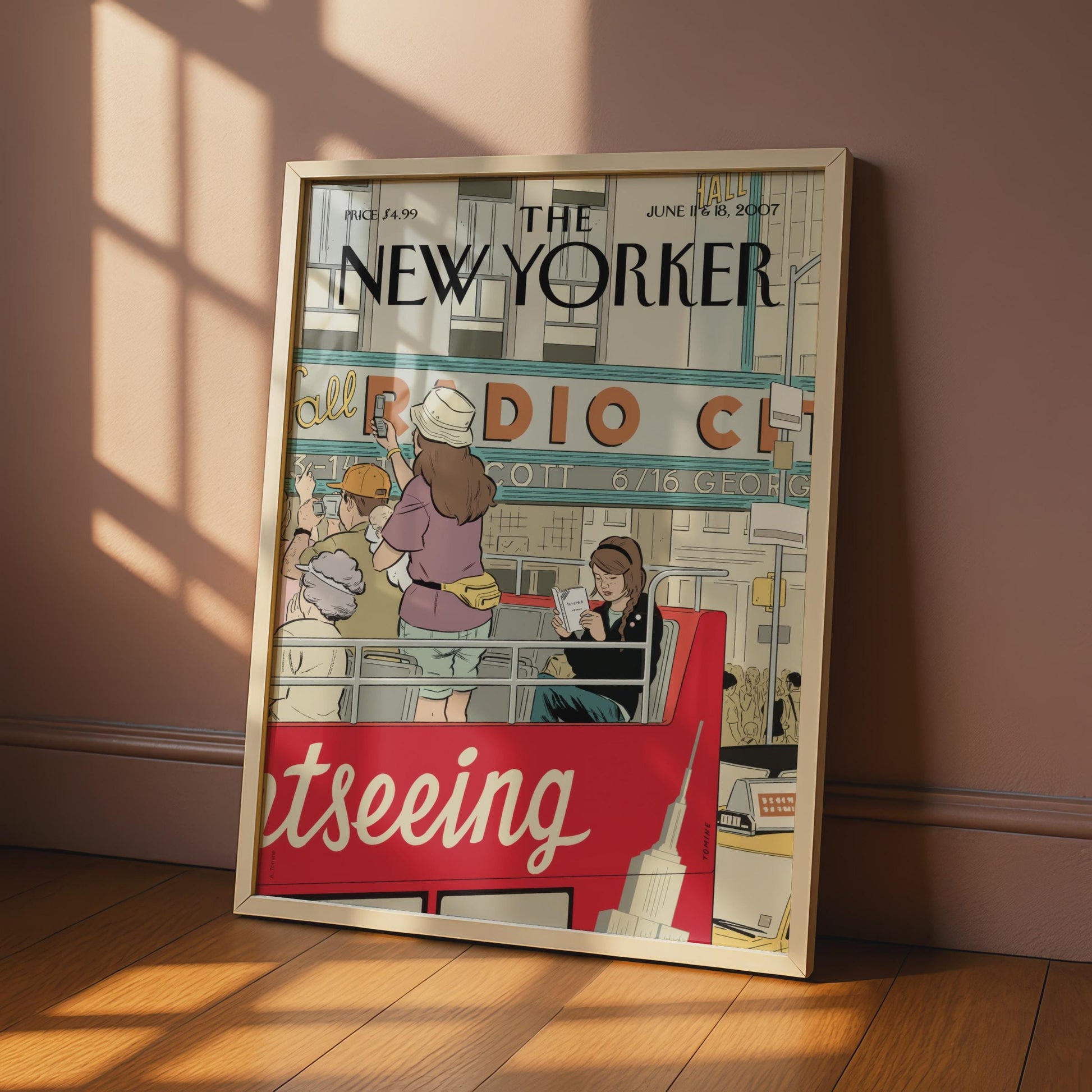 The New Yorker Poster, Radio City NYC Cover Art, Sightseeing Bus Wall Art Print wall art print