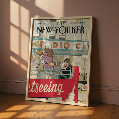 The New Yorker Poster, Radio City NYC Cover Art, Sightseeing Bus Wall Art Print wall art print