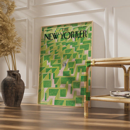The New Yorker Cover Poster, Green Hedge Maze Art Print, Sempe Illustration Wall Art wall art print