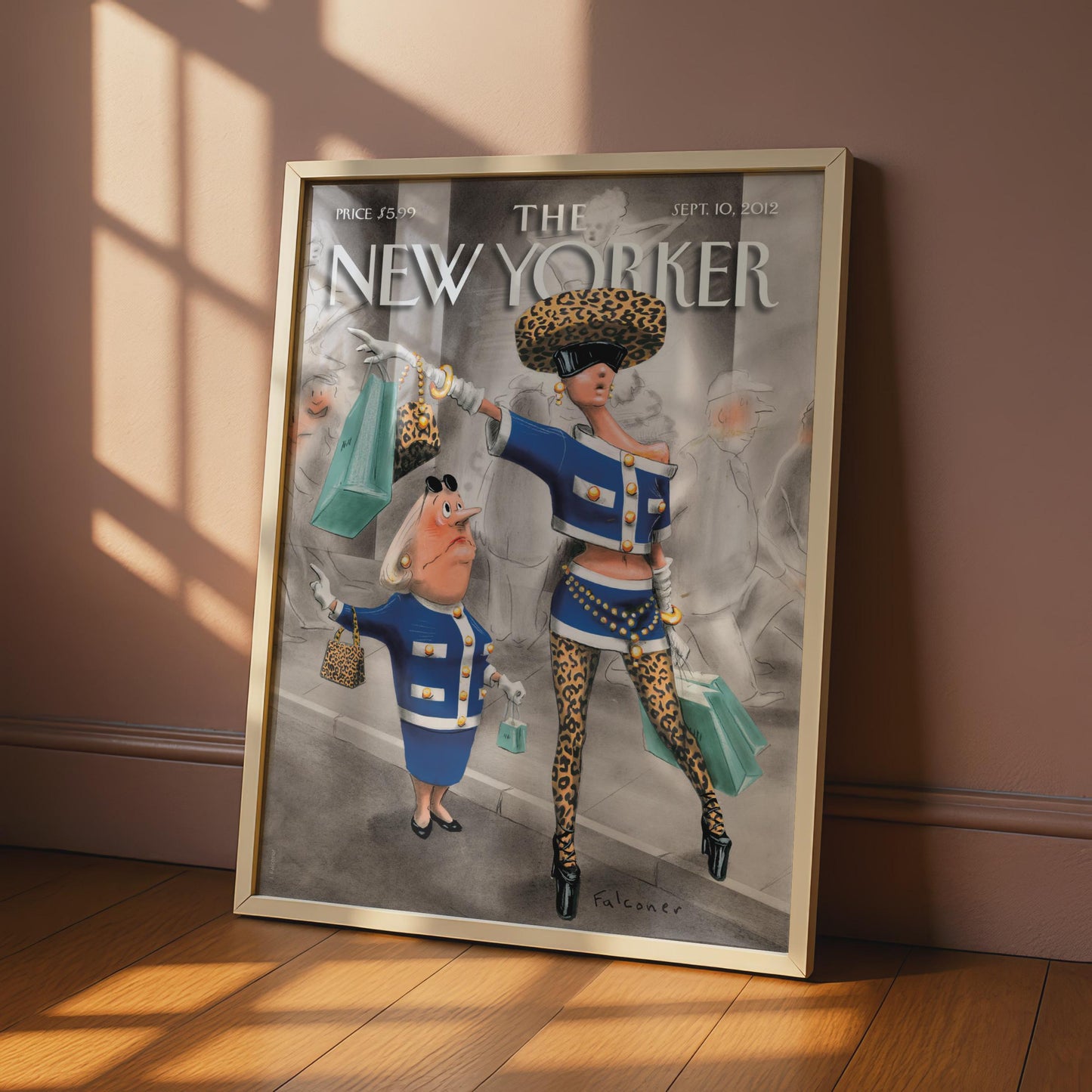 The New Yorker Cover Art Poster, Fashion Shopping Illustration, Falconer Wall Art Print wall art print