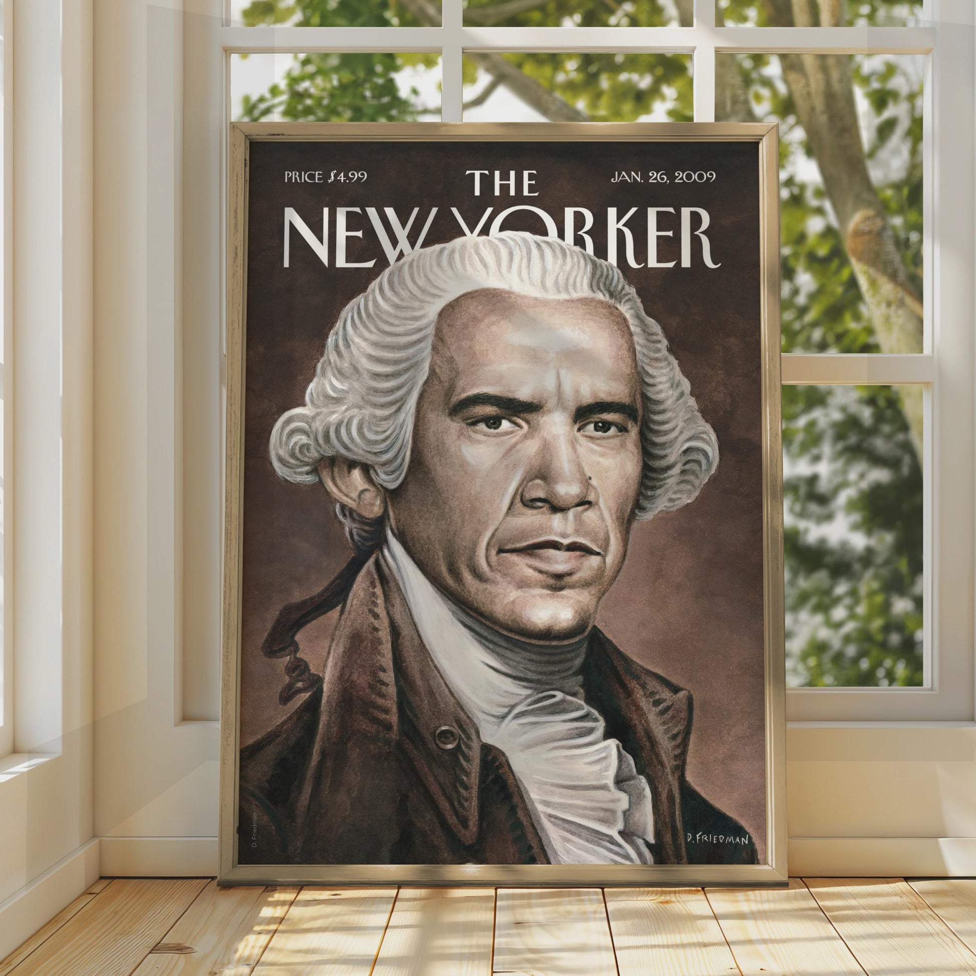 The New Yorker Cover Poster Jan 2009, Founding Father Portrait, Wall Art Print wall art print