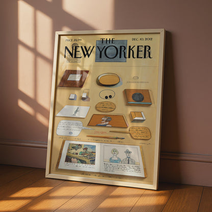 The New Yorker Poster Dec 2012, Steinberg Art Print, Vintage Magazine Cover Wall Art wall art print