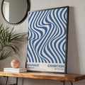 Bauhaus Exhibition Poster, 1923, Blue Waves Art Print, Modern Wall Decor, Frankfurt Design wall art print