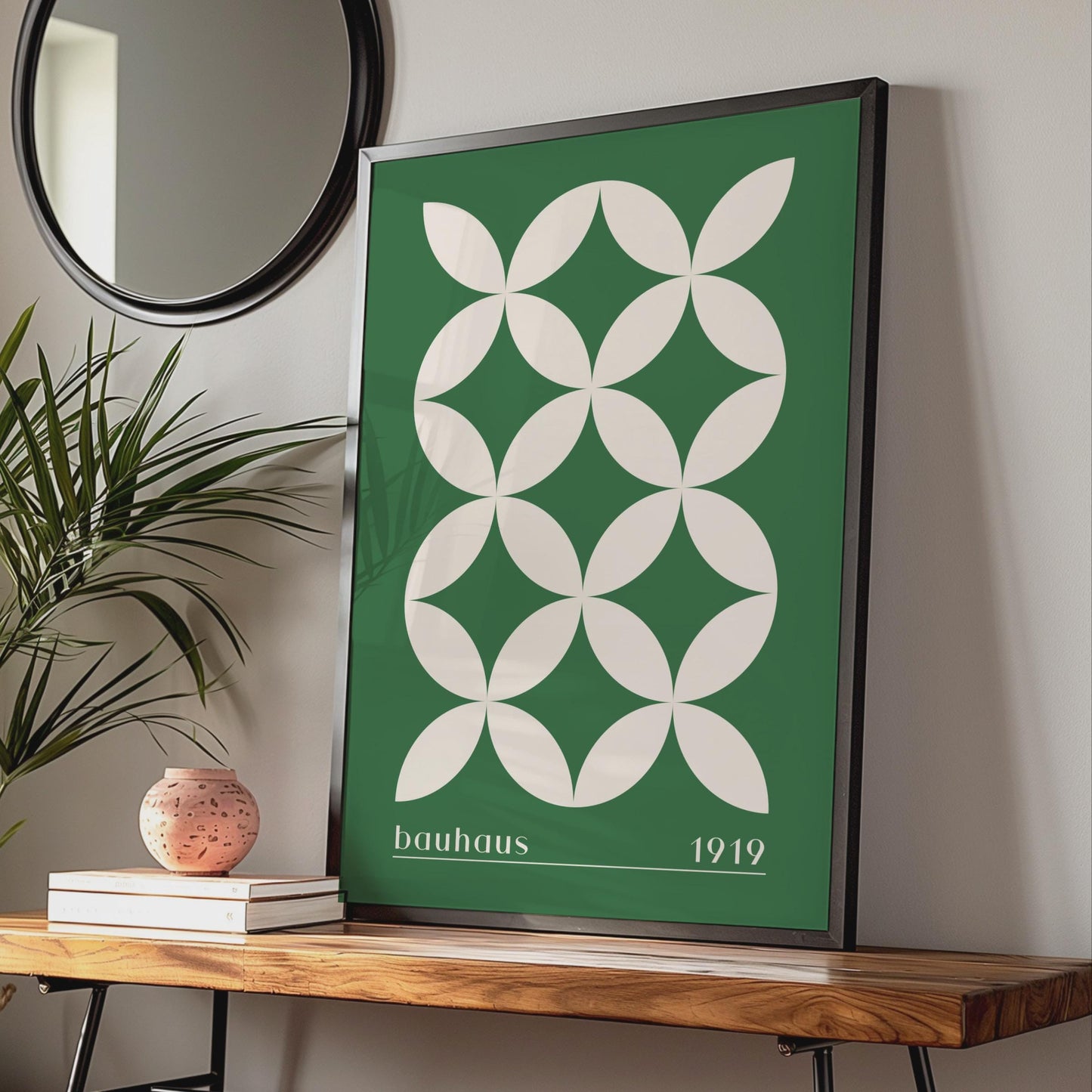 Bauhaus Geometric Print, Minimalist Green Wall Art (1919 Design) wall art print