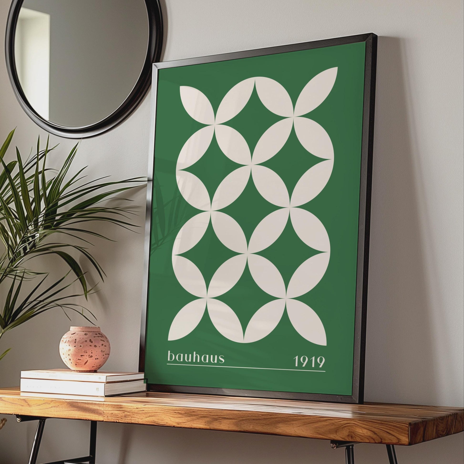 Bauhaus Geometric Print, Minimalist Green Wall Art (1919 Design) wall art print