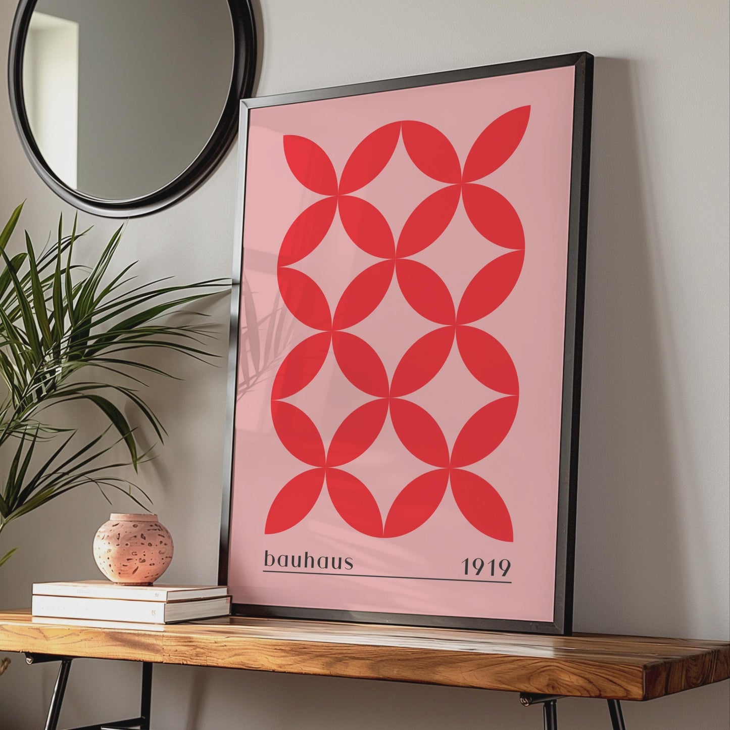 Bauhaus Print, 1919 Wall Art, Geometric Red Pattern, Minimalist Poster for Home Decor wall art print