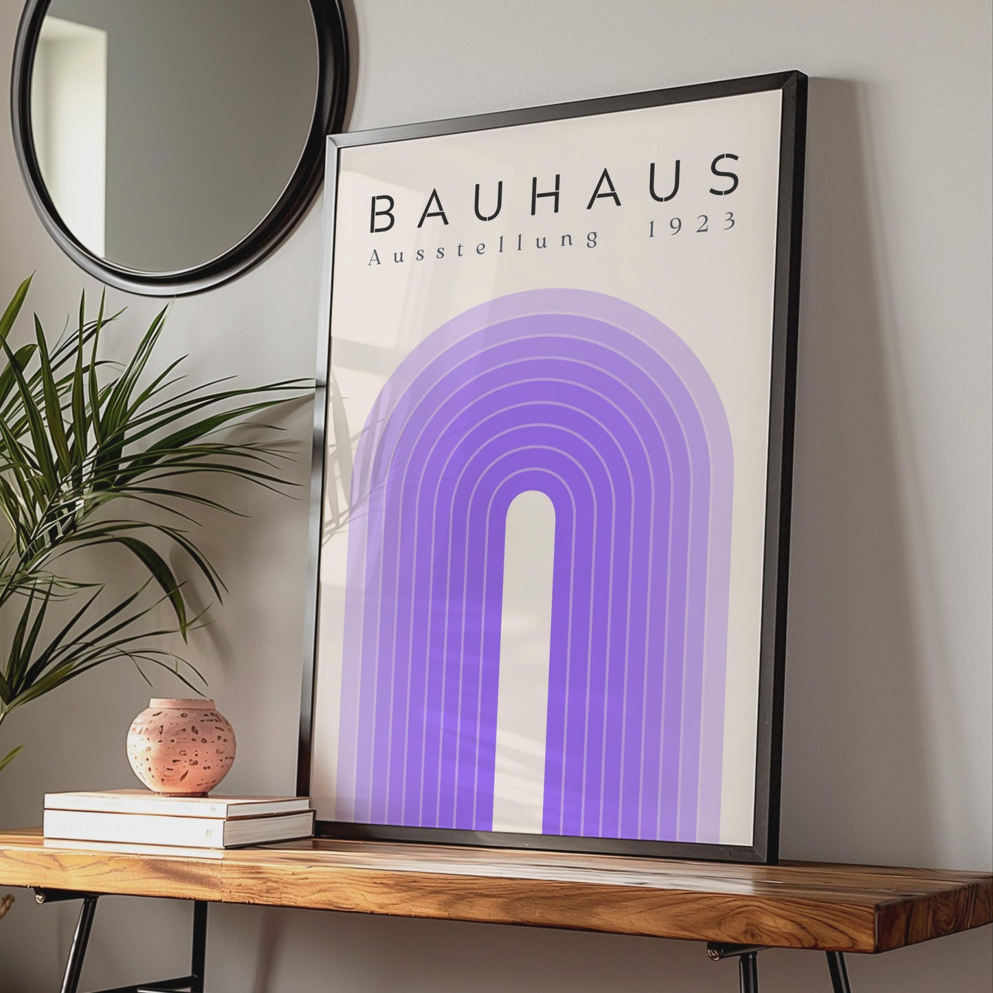 Bauhaus Poster, Geometric Artwork, 1923 Exhibition Print, Purple Arch Design, Minimalist Wall Art wall art print