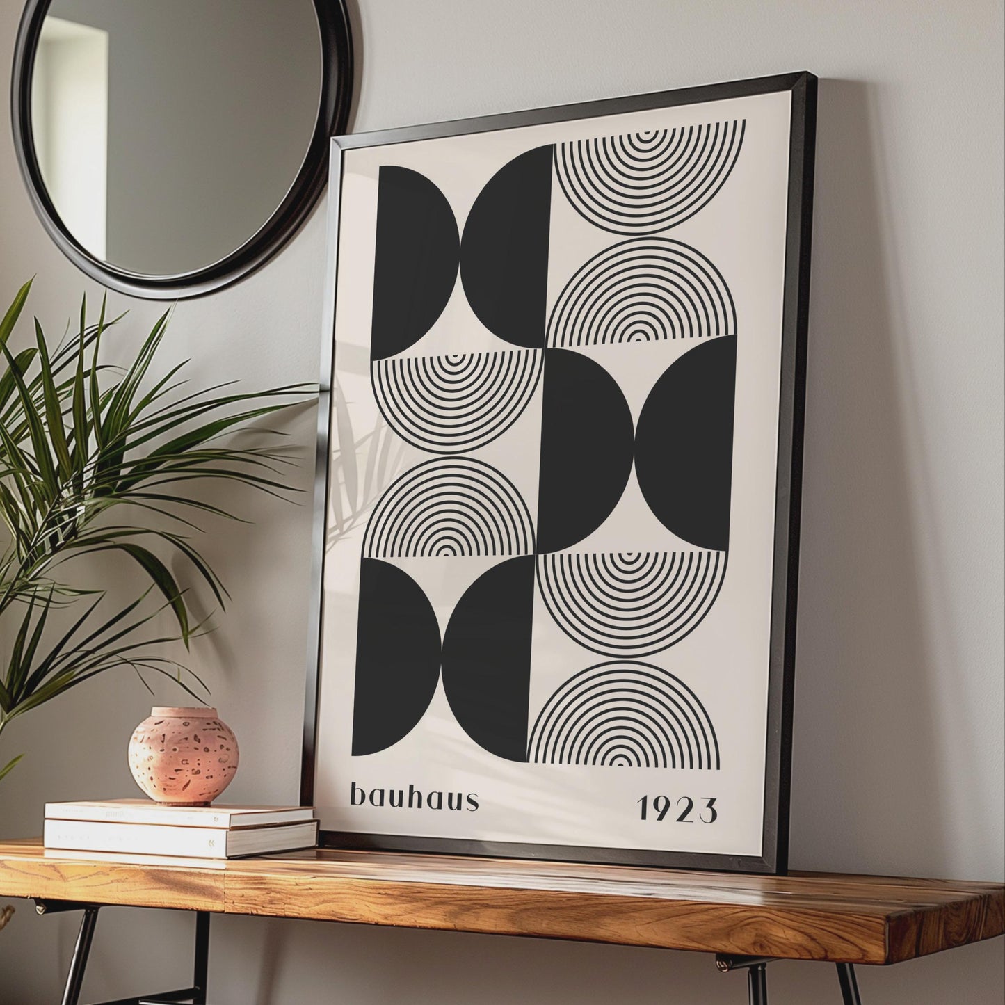 Bauhaus Poster Art, Geometric Black and White Design, Minimalist Wall Decor, 1923 wall art print