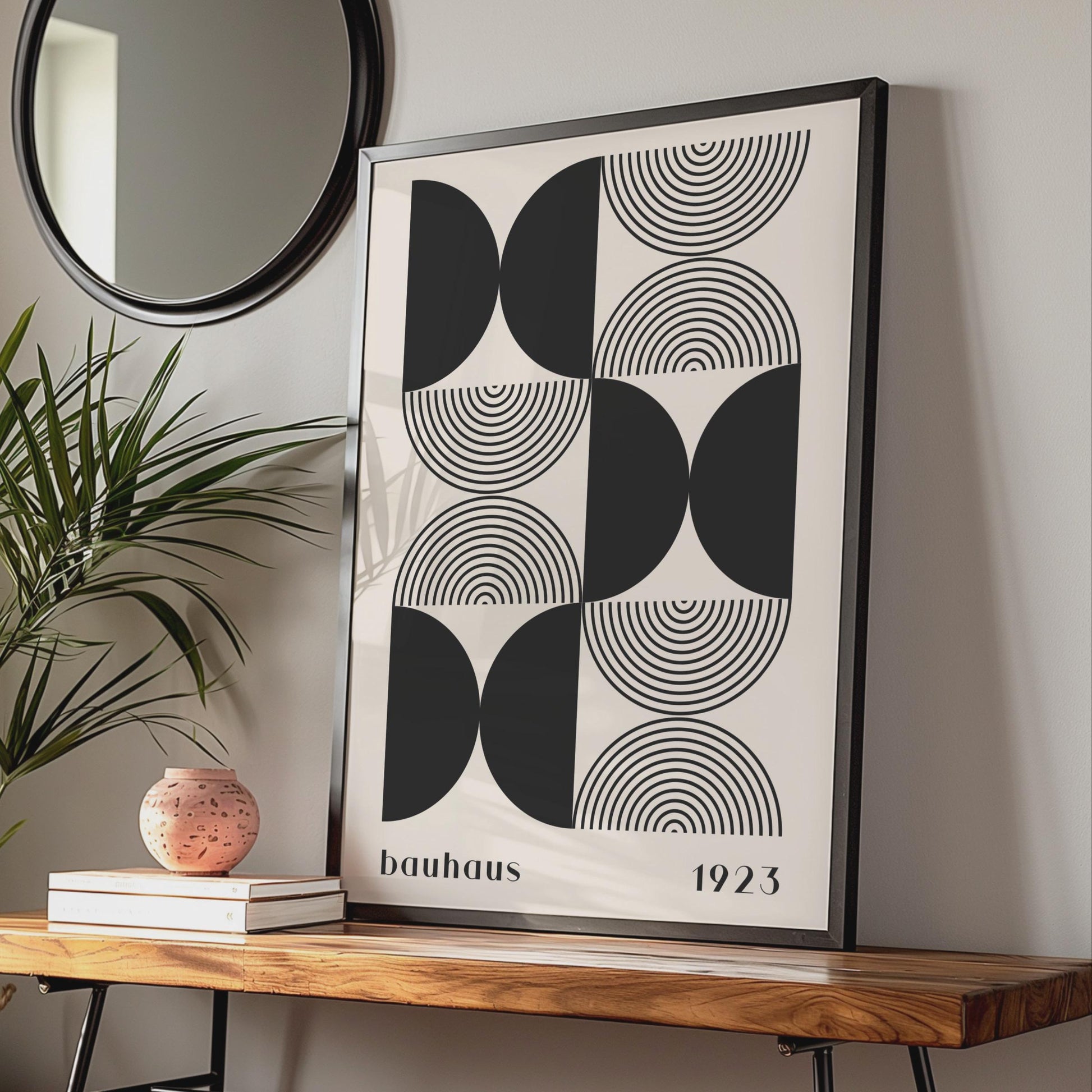 Bauhaus Poster Art, Geometric Black and White Design, Minimalist Wall Decor, 1923 wall art print