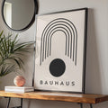 Bauhaus Poster, Minimalist Arch and Circle Art, Modern Black White Print wall art print