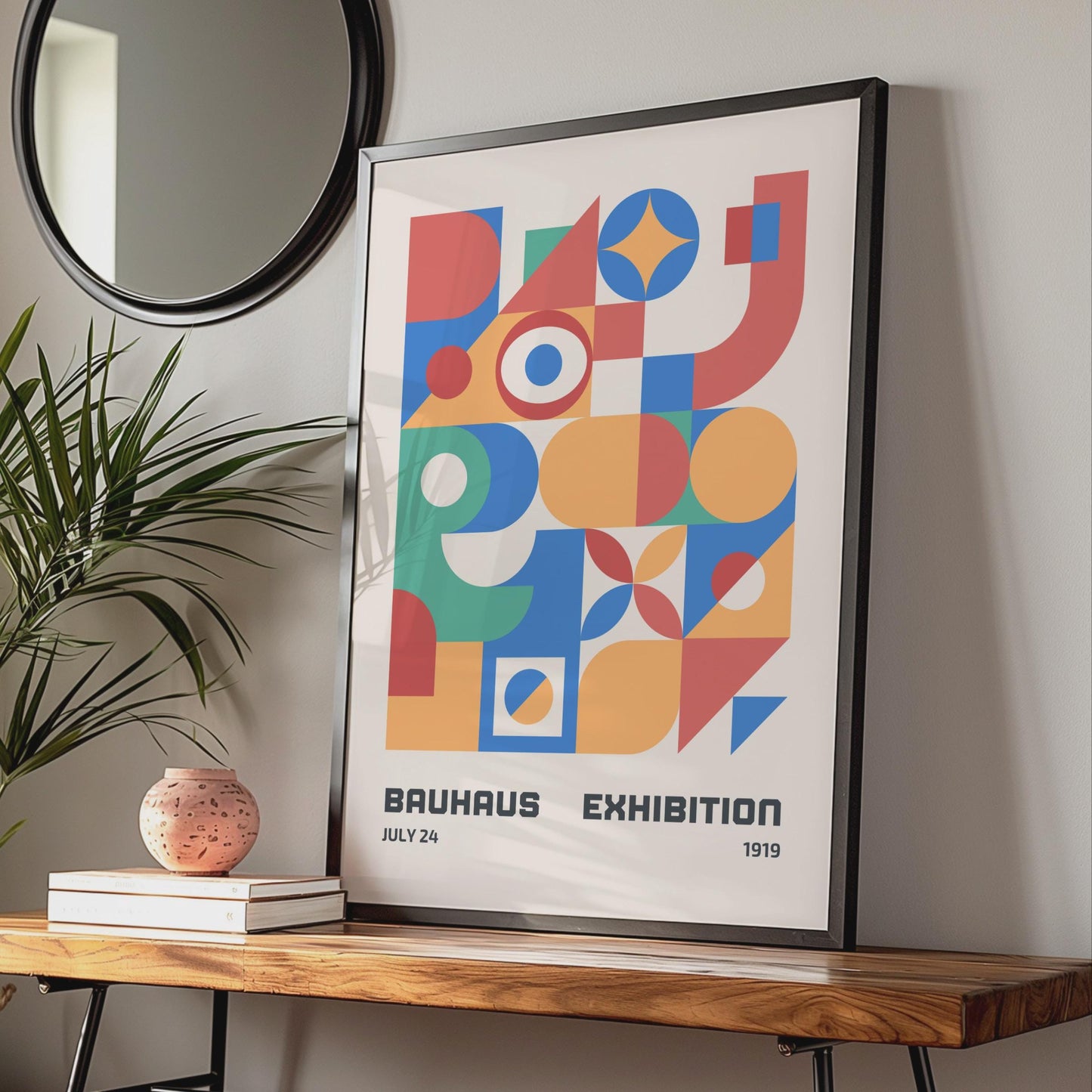Bauhaus Exhibition Poster, 1919 Art Print, Colourful Geometric Design for Modern Decor wall art print
