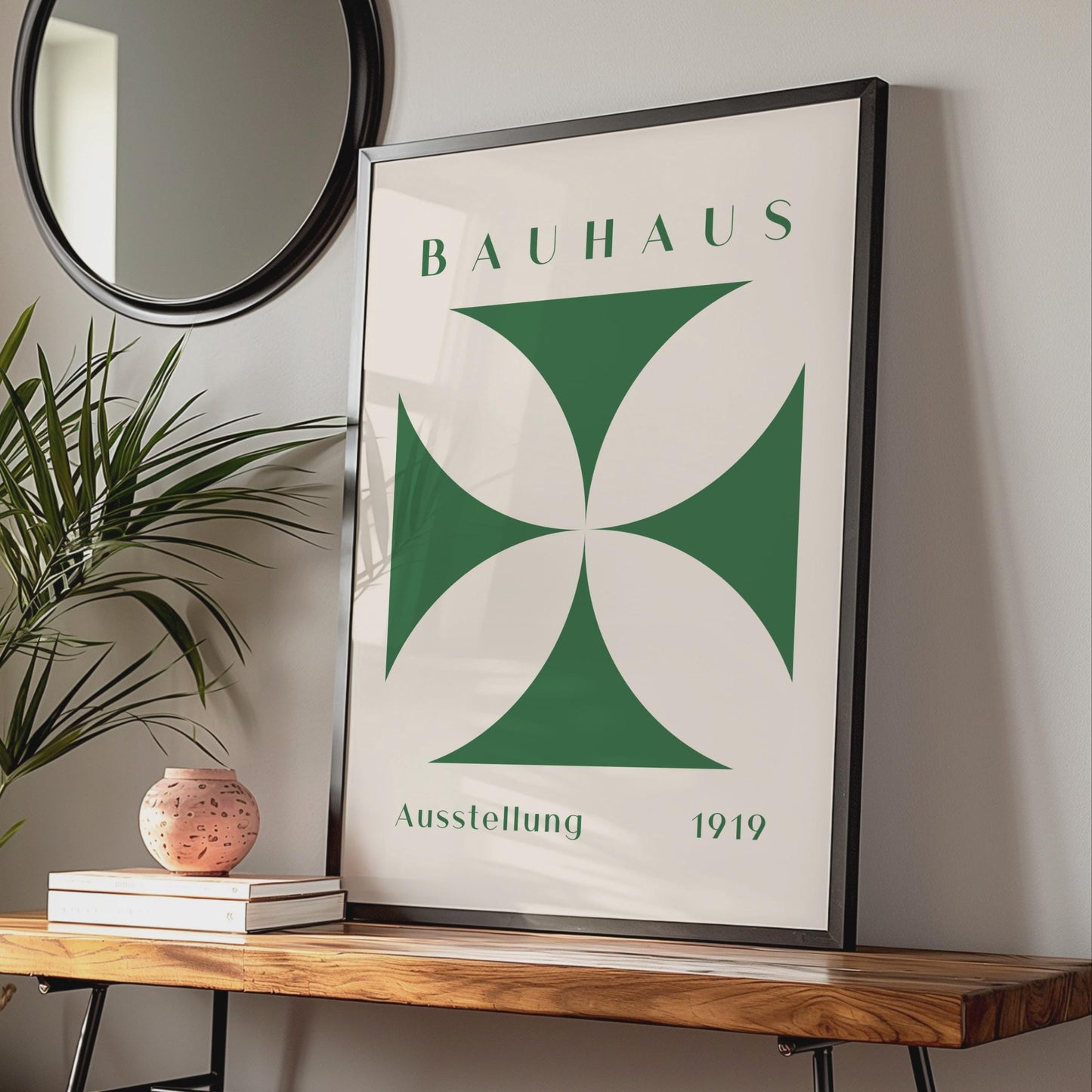 Bauhaus Poster 1919, Minimalist Green Shapes Wall Art wall art print