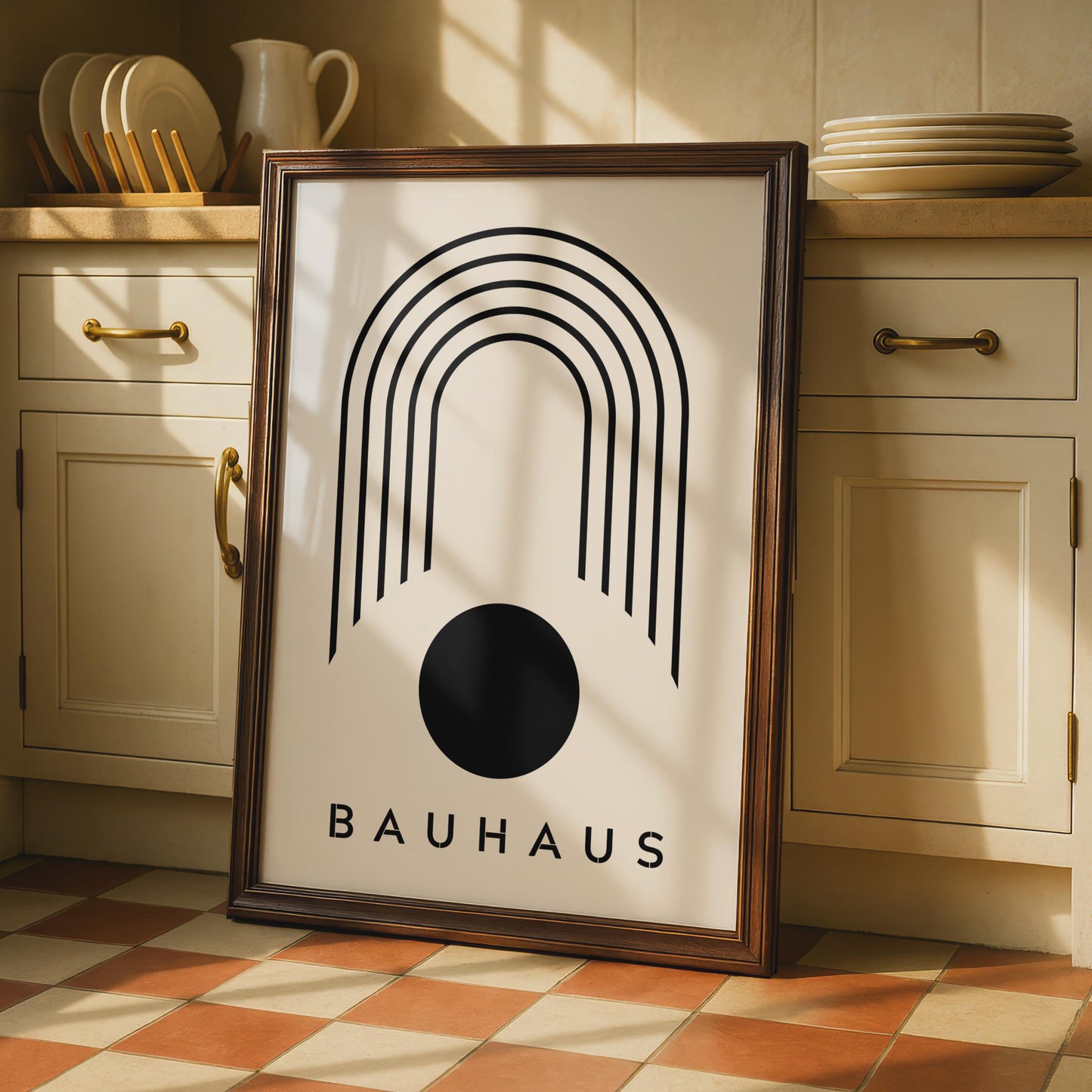 Bauhaus Poster, Minimalist Arch and Circle Art, Modern Black White Print wall art print