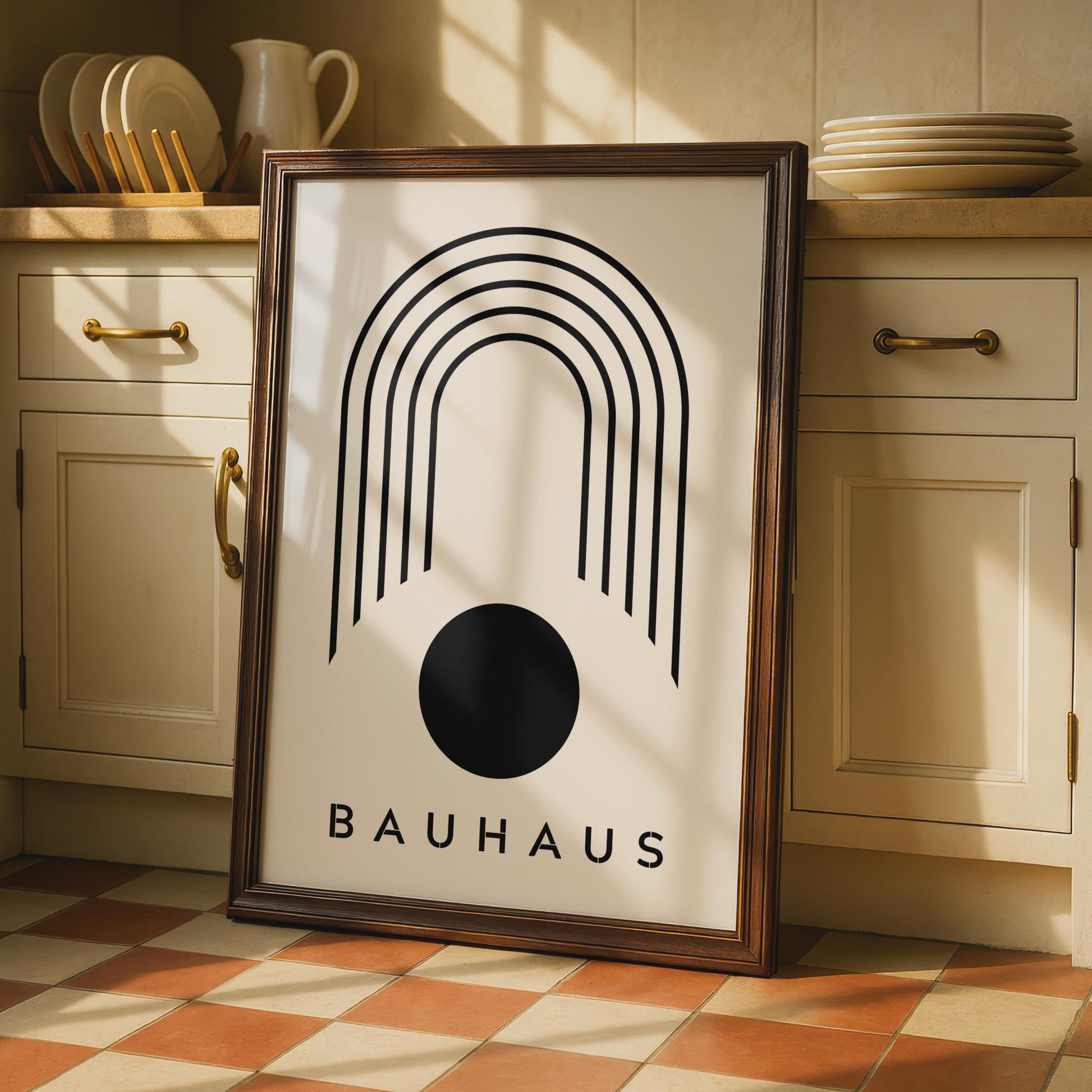 Bauhaus Poster, Minimalist Arch and Circle Art, Modern Black White Print wall art print