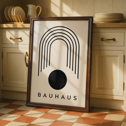 Bauhaus Poster, Minimalist Arch and Circle Art, Modern Black White Print wall art print