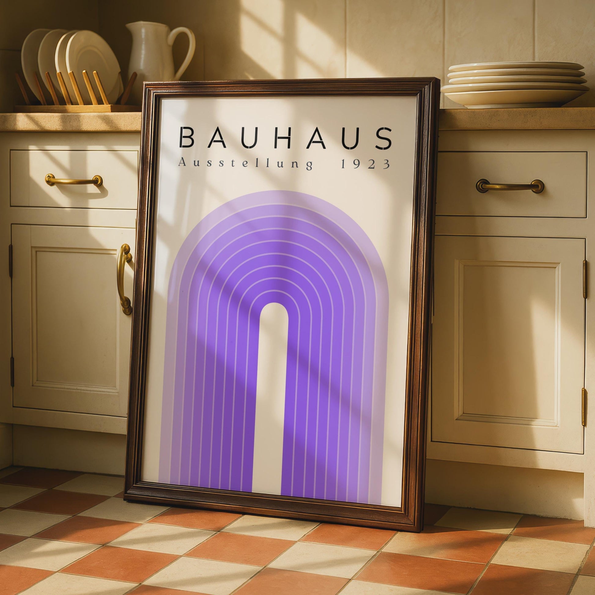 Bauhaus Poster, Geometric Artwork, 1923 Exhibition Print, Purple Arch Design, Minimalist Wall Art wall art print
