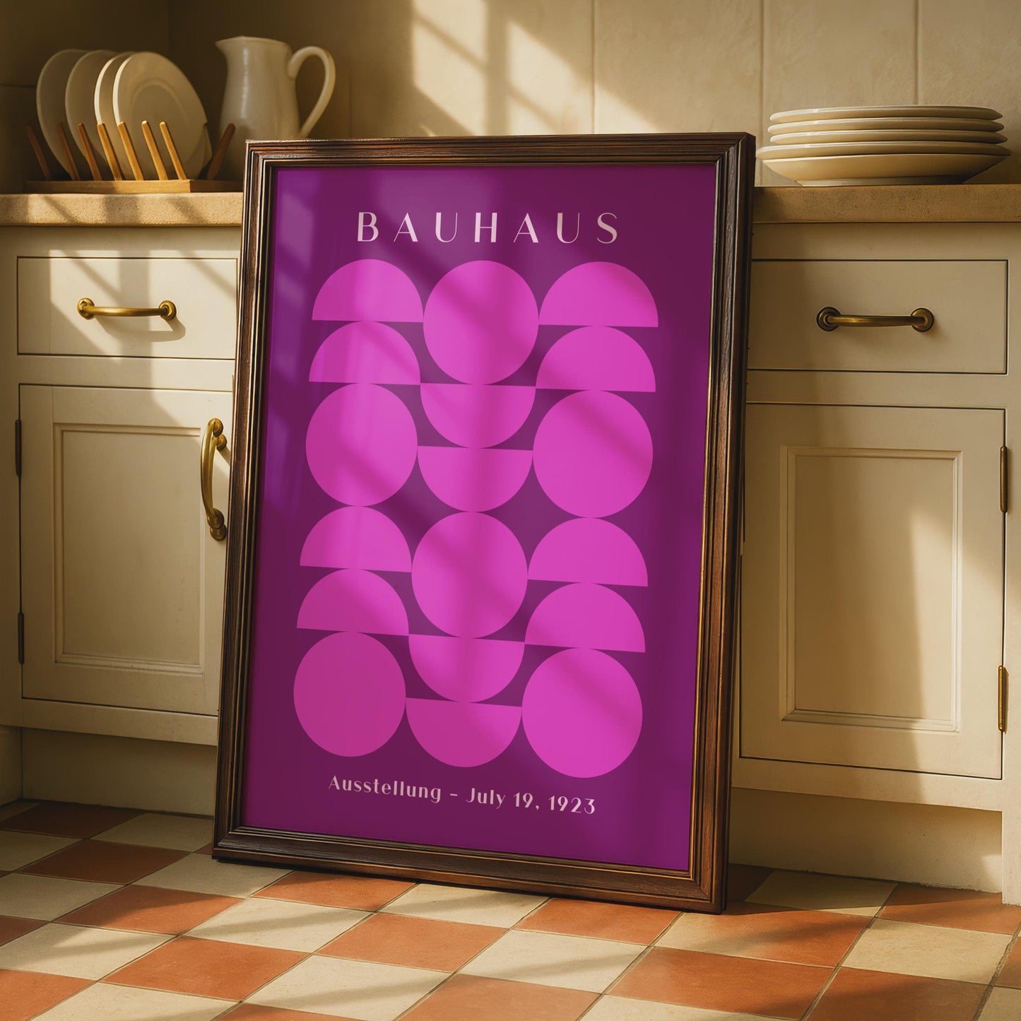Bauhaus Poster, Pink Geometric Wall Art, Retro Exhibition Print, Minimalist Home Decor, July 19 wall art print