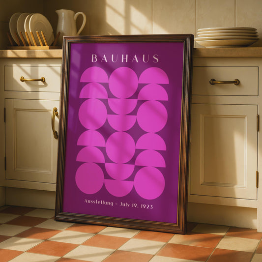 Bauhaus Poster, Pink Geometric Wall Art, Retro Exhibition Print, Minimalist Home Decor, July 19 wall art print